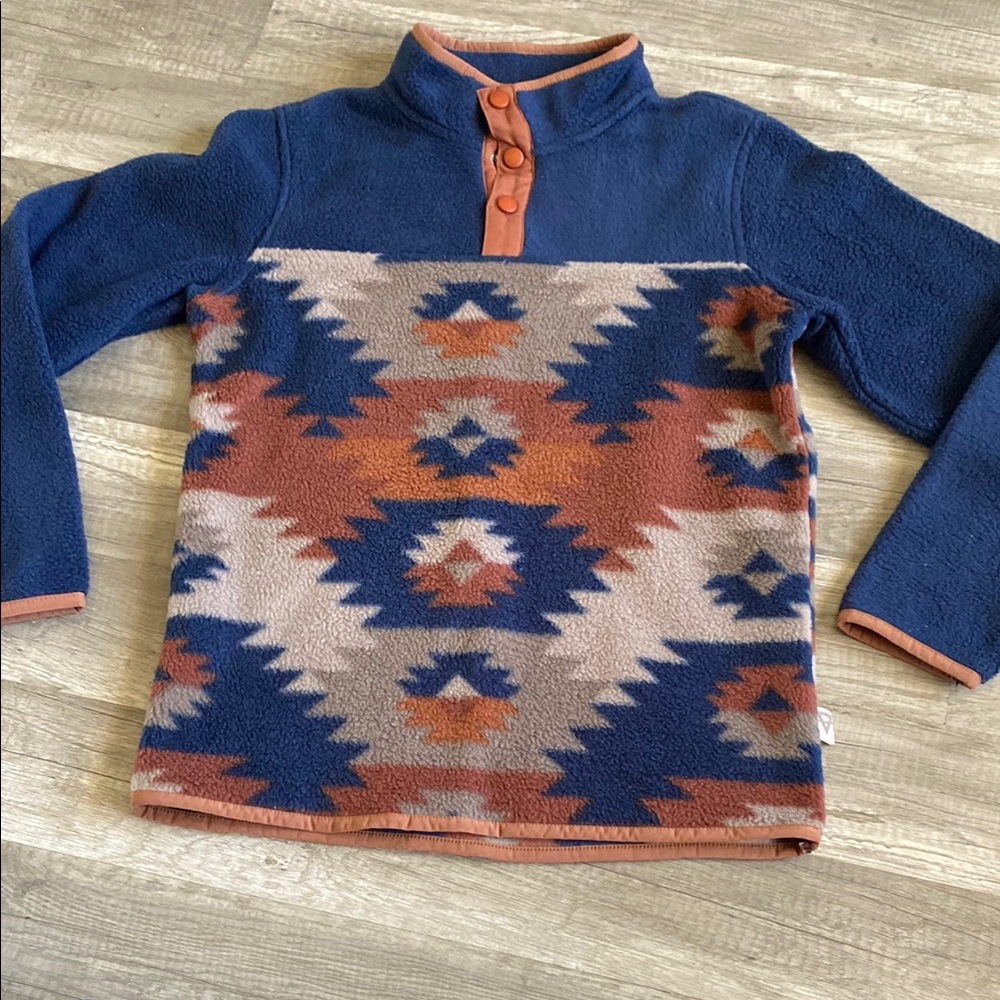 ๐ 3/$15 Blue and Orange Geometric Sweater with Southwestern Pattern 10-12 - Picture 3 of 4